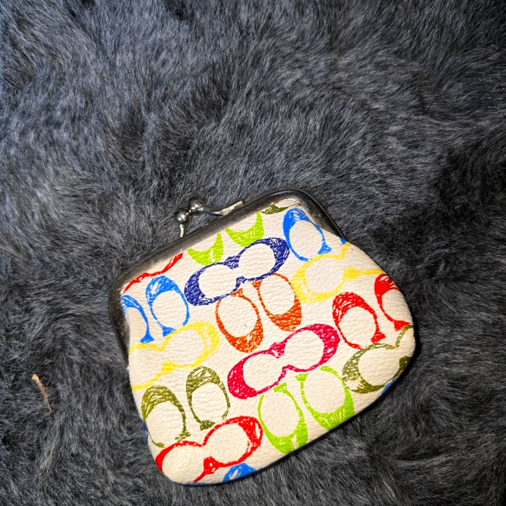 VTG Coach kiss-lock coin purse multi color C